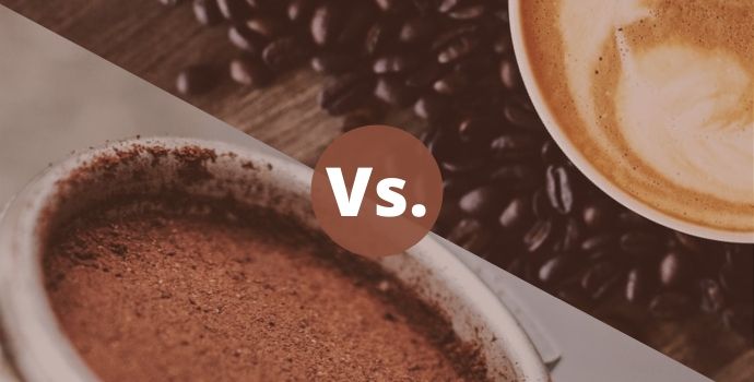 image of ground coffee and whole coffee